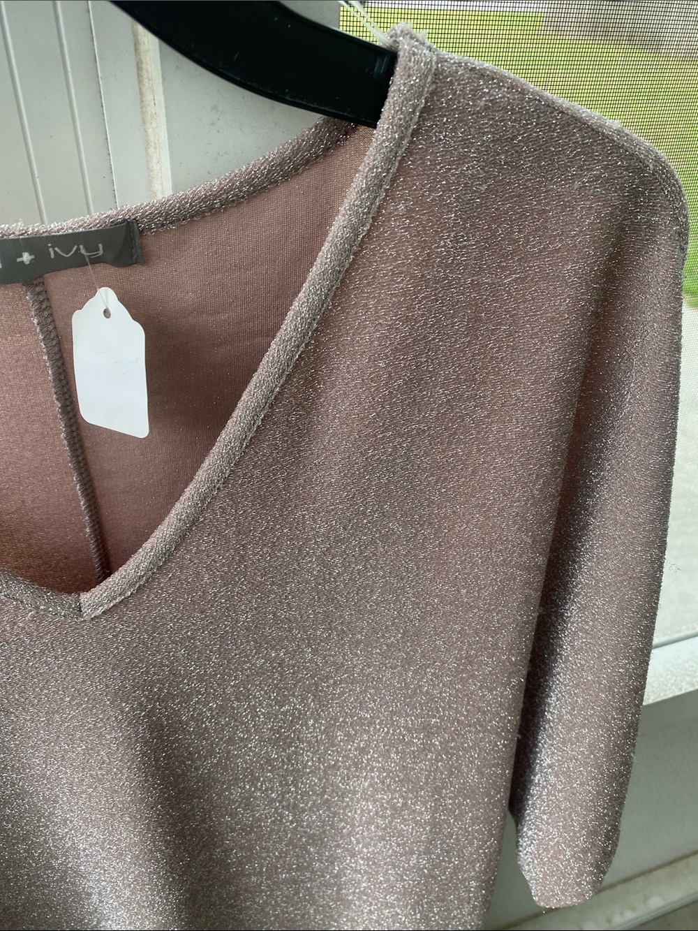 Pixi + Ivy NWT Metallic Mauve V-Neck Midi Dress with Slip / Size S